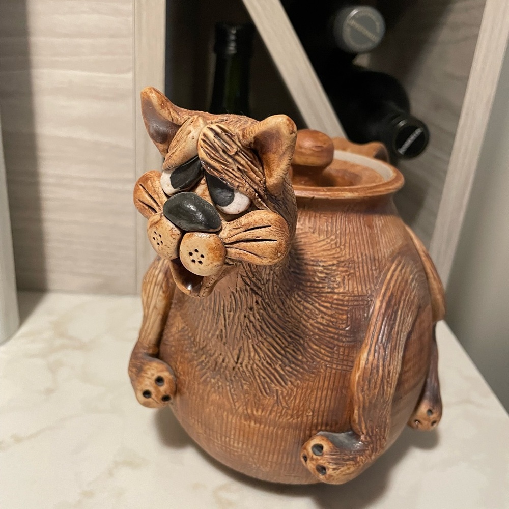 Rare  One of a kind (?) Whimsical Clay Cat Teapot